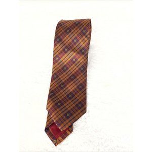 A. Picci Seta Di Como  Mens Neck Tie Silk Brown Striped Plaid Italy
